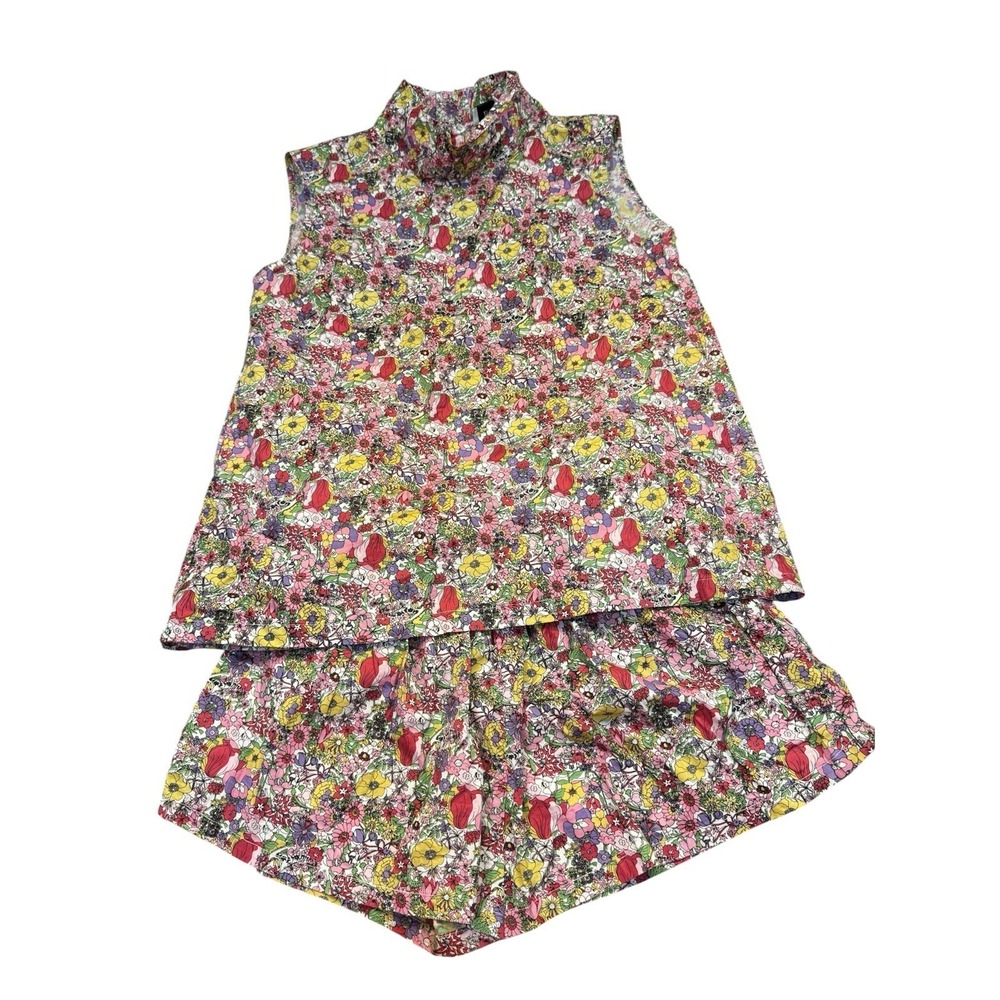BURU Liberty Floral Mod 2 Piece Women XS/Small Multicolor Button Back Mock Neck